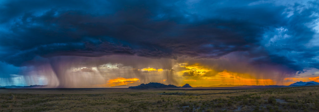 Panorama Photograph of sunset and storm in Utah's West Desert