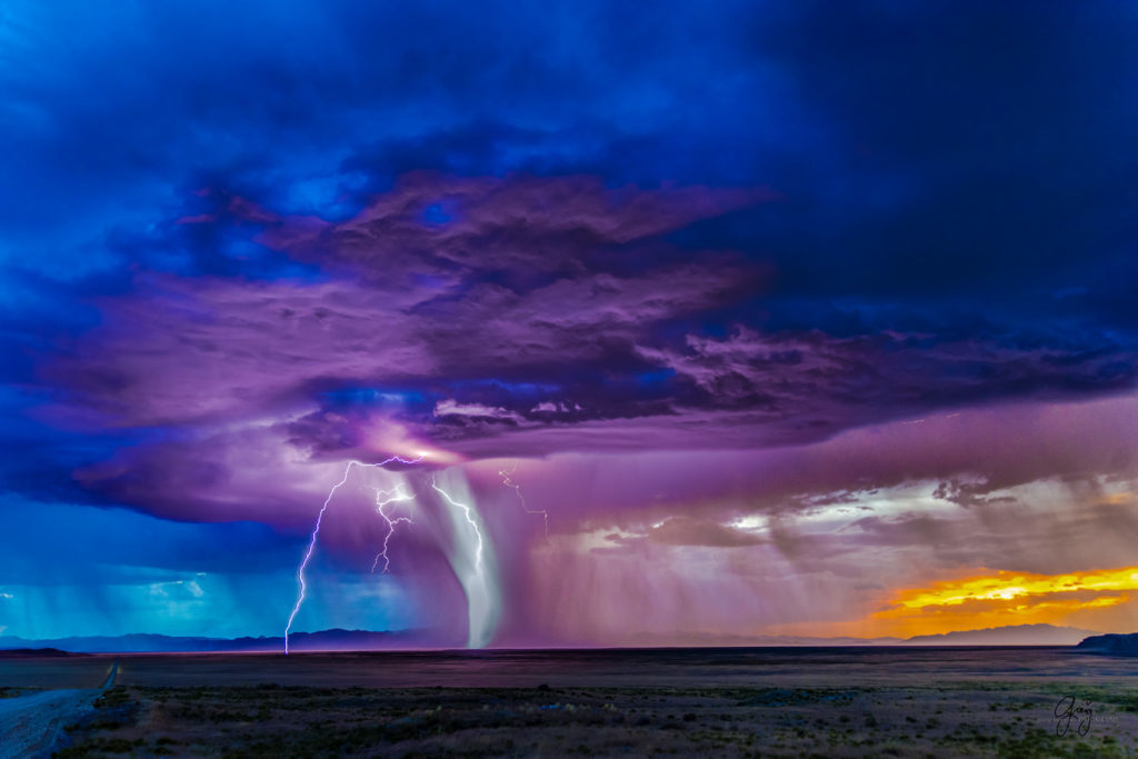 sunset, sunset after storm Utah&#039;s West desert, storm clouds at sunset, lightning strike during thunderstorm Utah&#039;s West Desert